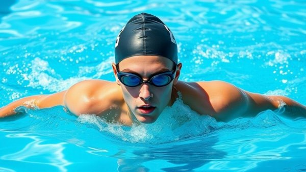 Athlete swimming as part of warming up in sports importance.