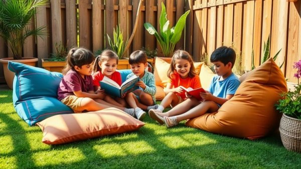 Artificial grass patio with kids enjoying a play garden setup.