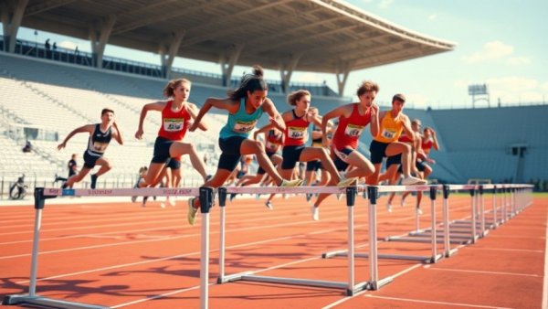 Texas State Meet Track and Field Speed: Athletes hurdling with intense focus.