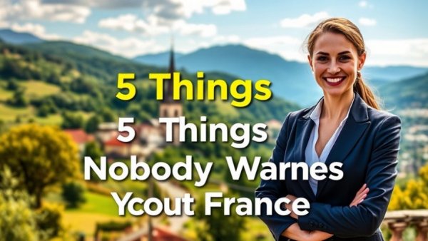 Colorful thumbnail on moving to France at 51 with smiling woman.