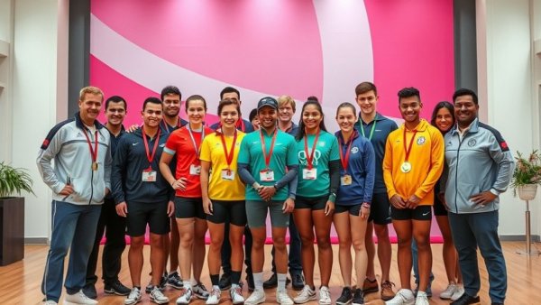 Qatar champions GCC achievement athletes posing with medals.