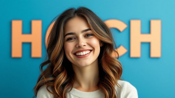 Smiling woman with wavy hair in front of text graphic about moving abroad after 40.