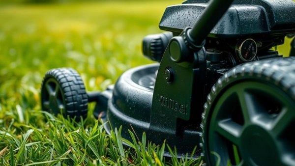 Expert lawn mowing after rain, mower setting adjustment.