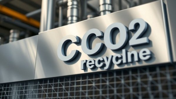 CO2 conversion technology sign in industrial setting.