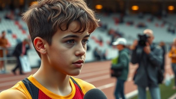 Young athlete interviewed after Cooper Lutkenhaus 1500m debut on outdoor track.