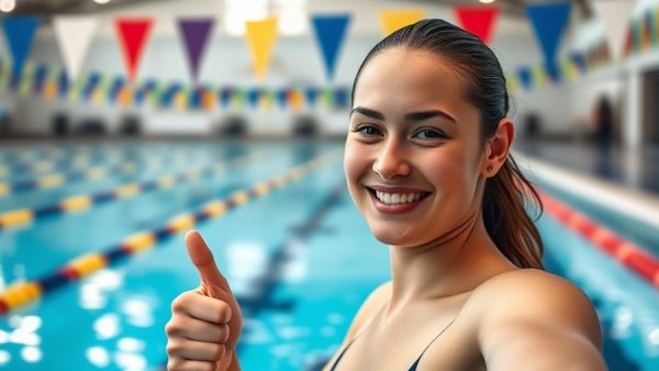 Marrit Steenbergen celebrates near the pool after her 100 Freestyle world record.