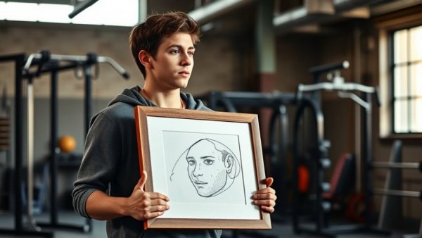 Young adult speaking in gym, Olympic swimmers swim distances.