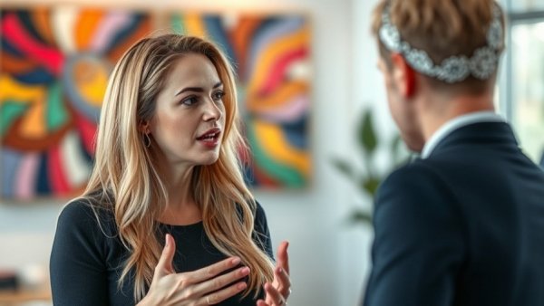Blonde woman discussing making friends in Spain with confidence.