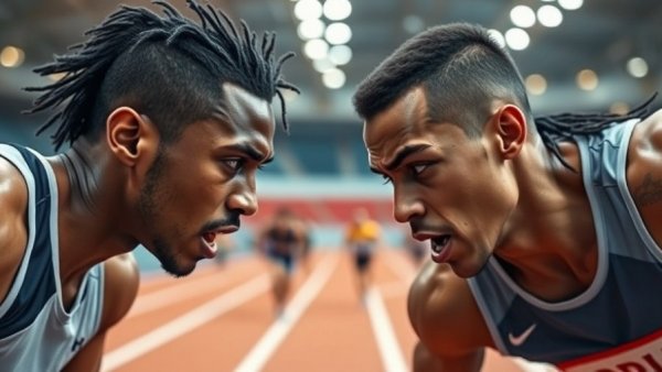 Kenny Bednarek and rival during 200m dash at Rabat