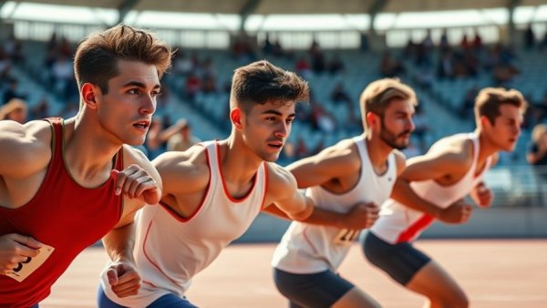 Athletes competing at 2026 USATF Men’s Championships in bright sunlight.