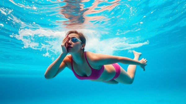 Swimmer practicing breath control underwater, avoiding running out of breath.