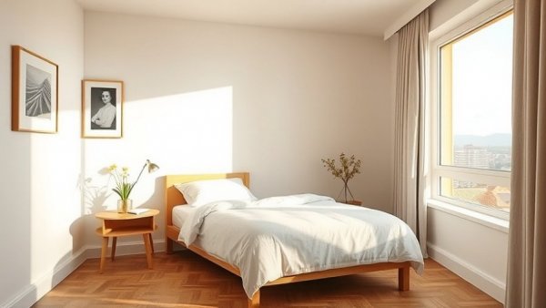 Guest bedroom with serene atmosphere for sleep well when traveling.