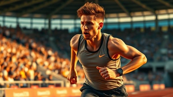 Gout in the 200 meter race performance, athlete sprinting.