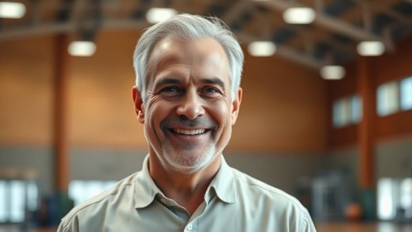 Confident director in gymnasium setting