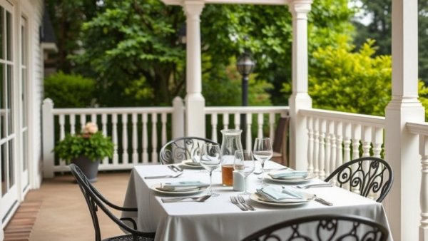 Outdoor patio with elegant dining set, Summer Decor Trends 2026.