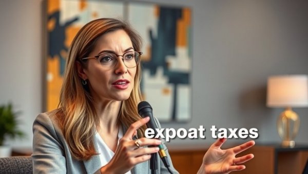 Professional woman explaining expat tax mistakes in an office setting.