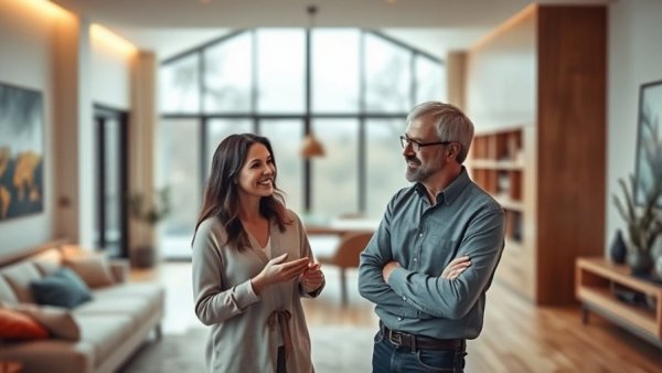 Innovative home design discussion in modern interior.