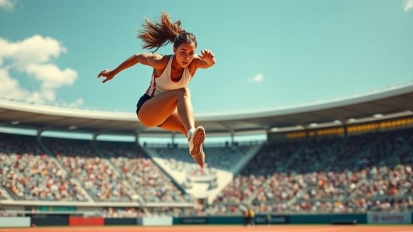 Athlete performing long jump at LA Grand Prix