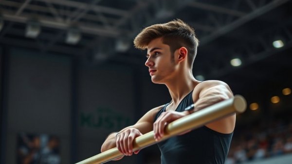 Focused gymnast at 2026 Pan American Championships on parallel bars.