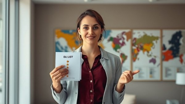 Best EU countries for expats, woman presenting tier list.