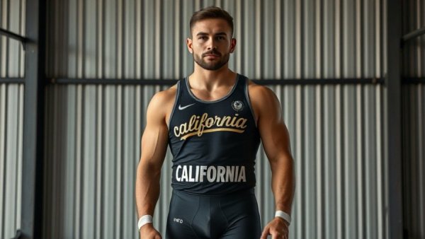 California National Duals Wrestling Title Victory, man in wrestling gear indoors.