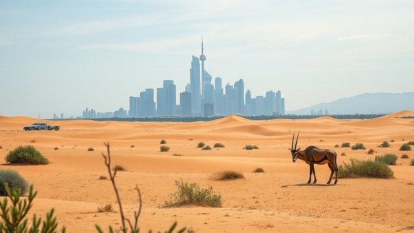 Post-Honeymoon Phase of Moving to the Middle East: Desert and city skyline.