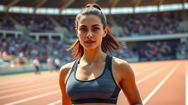 Confident athlete facing track and field challenges