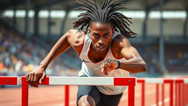 Zacchaeus Brocks sub-13 hurdles athlete in action sprinting