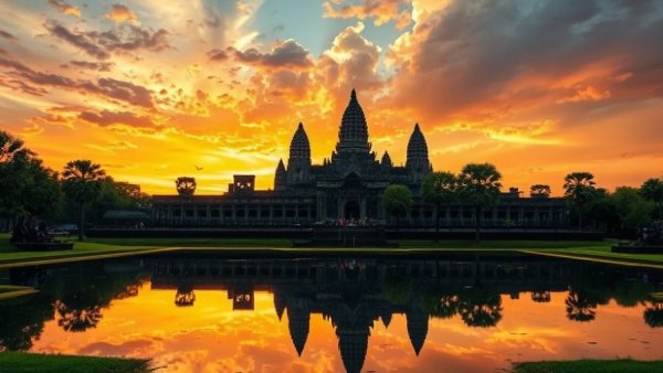 Move to Siem Reap in 2026: Angkor Wat at sunset with cost of living text.