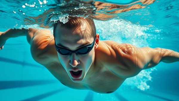 Swimmer demonstrating how to use your lats in freestyle