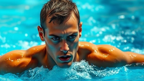 Kristof Milak emerges in focus at swimming event.