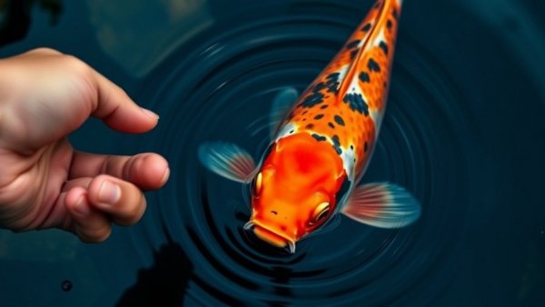Vibrant koi fish feeding interaction capturing nitrogen cycle in ponds.