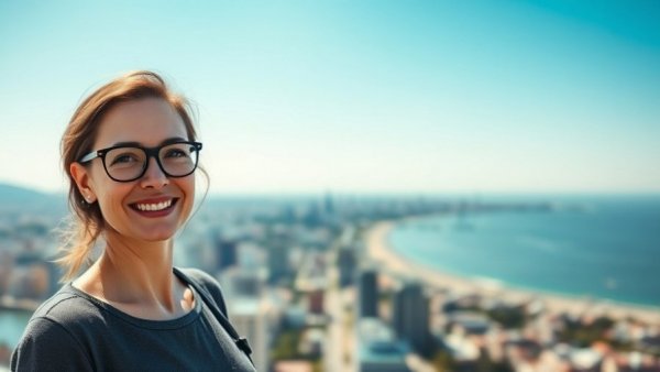 20 Year Tax Relief in Turkey: Smiling woman with cityscape.