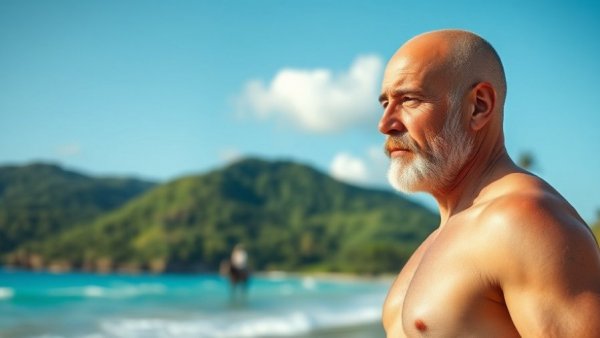 Picturesque Hua Hin retirement destination with thoughtful man.