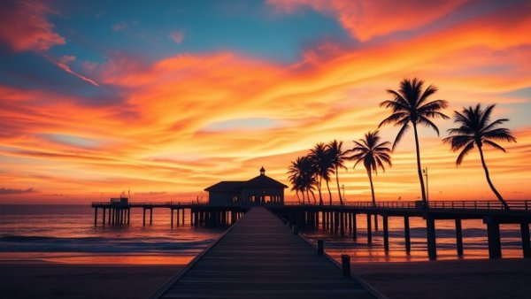 Beach pier sunset scene, perfect for local listings for expats settling in Los Angeles.