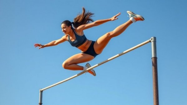World's highest women pole vault, woman vaulting mid-air