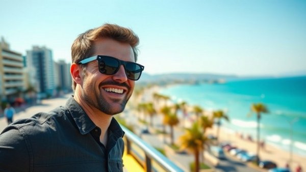 American family moved to Uruguay cityscape with smiling man