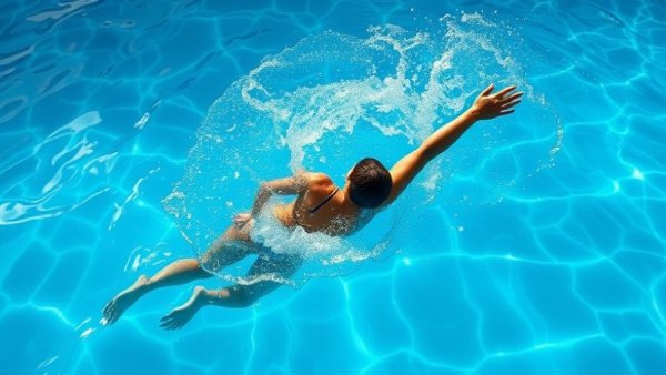 Effortless swimming technique for recovery in a clear blue pool.