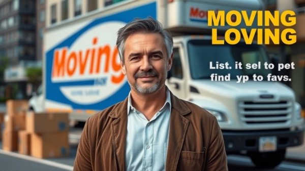 Career as a mover: Man in front of moving truck.
