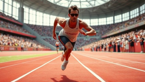 Kerr The Blur athlete sprinting at stadium event