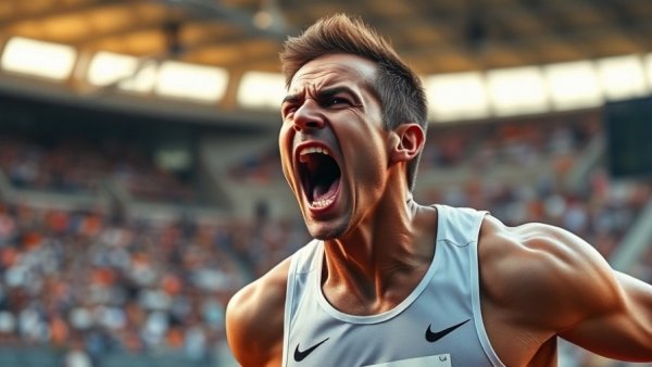 2026 USATF Championships Men's Track Events athlete yelling during finish.