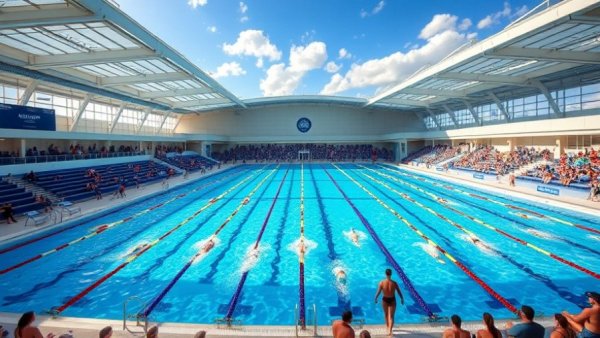 William Woollett Aquatics Center hosting a junior national swim event.