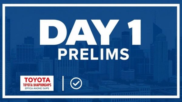 2026 Toyota National Championships Prelims Day 1 graphic with cityscape.