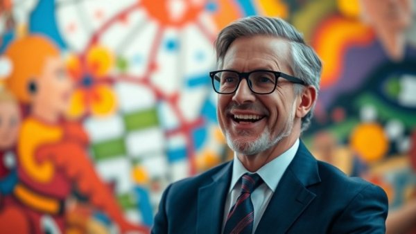 The Perfect Western Country Does Not Exist: Man in suit speaking with artwork.