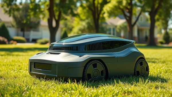 Robot lawn mower cutting grass in Arizona heat