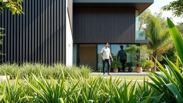 Innovative Home Design tour showing modern architecture and lush garden.
