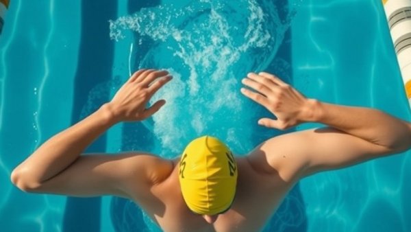 Avoid shoulder pain through sports alignment: swimmer's technique in pool.