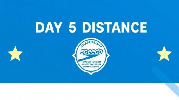 2026 Speedo Junior Nationals banner with 'Day 5 Distance'.