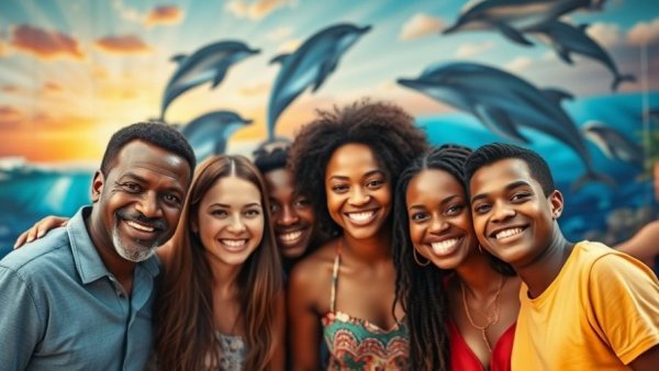 St. George Island Family Vacation with mural backdrop