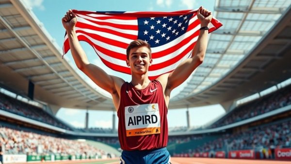 World U20 Championships athlete celebrates world record with USA flag